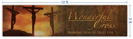 12x3 Horizontal Church Banner of Calvary