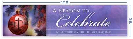 12x3 Horizontal Church Banner of Christmas Ball