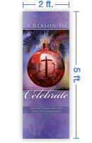 2x5 Vertical Church Banner of Christmas Ball