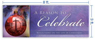 8x3 Horizontal Church Banner of Christmas Ball
