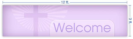 12x3 Horizontal Church Banner of Cross Burst 2