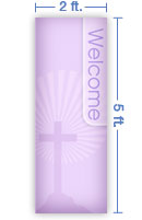 2x5 Vertical Church Banner of Cross Burst 2