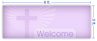 8x3 Horizontal Church Banner of Cross Burst 2