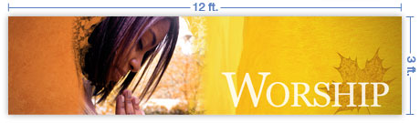 12x3 Horizontal Church Banner of Fall Worship