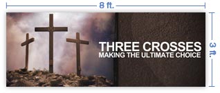 8x3 Horizontal Church Banner of Golgotha