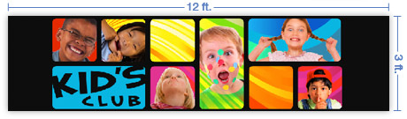 12x3 Horizontal Church Banner of Kids Club