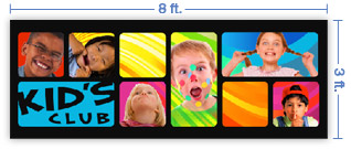 8x3 Horizontal Church Banner of Kids Club