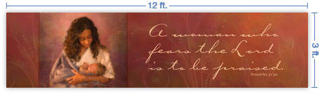 12x3 Horizontal Church Banner of Mother & Child