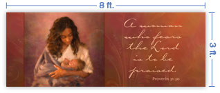 8x3 Horizontal Church Banner of Mother & Child