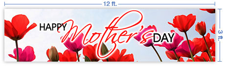 12x3 Horizontal Church Banner of Mothers Day Tulips