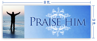 8x3 Horizontal Church Banner of Praise Him - The Sea