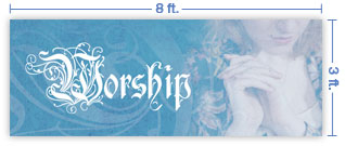8x3 Horizontal Church Banner of Worship - Quiet Place