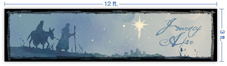 12x3 Horizontal Church Banner of Road To Bethlehem