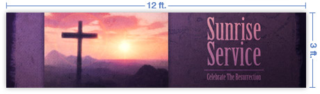 12x3 Horizontal Church Banner of Sun Cross