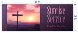 8x3 Horizontal Church Banner of Sun Cross