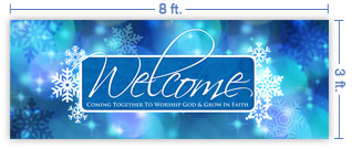8x3 Horizontal Church Banner of Winter Welcome
